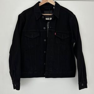 NWT Levi's Premium EX-BOYFRIEND TRUCKER DENIM JACKET - Black - XS